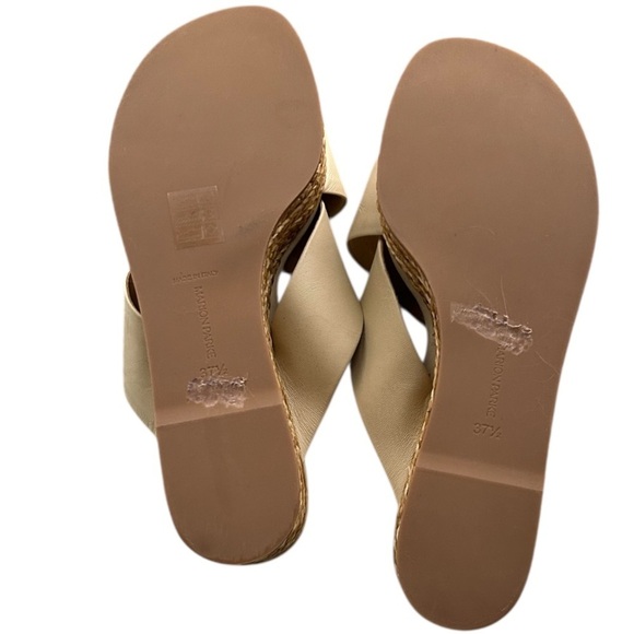 Marion Parke Bethany Wedge Bone Napa Leather New Excellent Italy $595. Size 7.5 - Picture 6 of 12